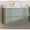 Lomadox Lavabo 80 cm, verde scanalato, montaggio sospeso, profondità 40 cm