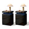 CLIPOP Set di 2 comodini lucidi, LED, controllo vocale, 3 cassetti