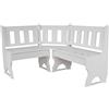 k koma Panca angolare in legno di pino massiccio, colore bianco, 100 x 160 cm - cassapanca da cucina o sala da pranzo con vano contenitore