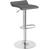WOLTU Sgabello da Cucina, Sgabello da Bar Colazione Regolabile in Altezza Girevole a 360°, per Bar, Cucina, Banco, Caffè, PVC+Metallo, con Poggiapiedi, Grigio+Argento