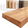 LAMO Manufaktur Mensola da parete con staffe bianche a J | Mensola 60 cm per bagno, corridoio, cucina stile industriale | Colore: scuro, Bordo: diritto | Legno massello, qualità artigianale