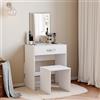 Vida Designs Tavolo da Toeletta Isla con 1 Cassetto, Specchio e Sgabello, Set per Camera da Letto, Trucco, Cosmetici, Scrivania e Mobiletto Bianco, 130 x 63.5 x 39 cm