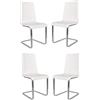 t m c s Tommychairs - Set 4 sedie Berlin cucina e sala da pranzo, scocca in multistrato imbottita e rivestita in pelle artificiale bianca e basamento a slitta in tubo rettangolare cromato ad alta resistenza