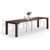 Mobili Fiver, Tavolo Consolle Allungabile First, 45(310) x90 cm, Noce Canaletto, fino a 14 posti, Consolle da Cucina e soggiorno, Made in Italy