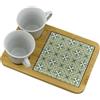 Doni Bomboniere Matrimonio Green Set 2 Tazzine con Utile Utensile Cucina Pausa Caffe Comunione Cresima Anniversari Idea Regalo Regaalo Raffinaro E Elegante Vassoio:Materiale Base in Legno Decorazione