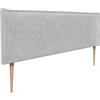 DHOME Testiera in lino naturale liscia con bordatura, testata tappezzata, letto moderno Top Trending (Lino perla, 135 x 105 cm con gambe, letto 120/135/140 cm)