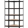THINIA HOME - Scaffale modulare ad angolo, acciaio e MDF anti-umidità, casa, ripostiglio, garage, 5 ripiani regolabili, carico max. 875 kg, 80 x 40 x 56 x 180 cm (lunghezza x larghezza x parte