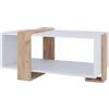 Vicco Tavolino Aven, Rovere bianco/dorato, 91.5 x 52 cm, con ripiano aggiuntivo per libri e riviste