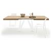 Mobili Fiver, Tavolo Allungabile Romina 160(240) x90 cm, Rovere Naturale con Gambe in Ferro Bianche, per 6-10 persone, Tavolo Cucina, Soggiorno, Made in Italy