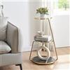 [en.casa] Tavolino da Divano (AxLxP) 74 x 46 x 37 cm Tavolino Basso con Telaio in Metallo e 3 Piani d'Appoggio - Marmo Nero/Marmo Bianco