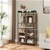 [en.casa] Libreria Aperta con Scomparti Aperti Scaffale da Terra con Vani Portaoggetti Mobile Espositore per Soggiorno Ufficio 137 x 70 x 33 cm - Nero/Effetto Rovere