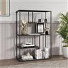 [en.casa] Scaffale da Terra Libreria in Acciaio a 5 Ripiani Mobile Espositore Moderno in Stile Industriale 126 x 85 x 35 cm Nero Opaco