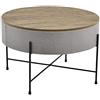 [en.casa] Tavolino Contenitore con Piano Rotondo Rimovibile Tavolo Basso con Scomparto Portaoggetti 40 x Ø60 cm Effetto Noce/Grigio
