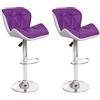 Mendler Set 2X sgabelli Bar Regolabile Girevole con poggiapiedi HWC-A92 Acciaio Cromato Ecopelle Viola