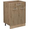Vicco Mobiletto base per cucina R-Line, Rovere artigianale, 60 cm con cassetto, senza piano di lavoro, per la libera combinazione all'interno di sistemi cucina modulari