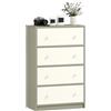 HOMCOM Cassettiera in Tessuto con 4 Cassetti Pieghevoli con Doppie Maniglie, Cassettiera per Camera da Letto in Acciaio, MDF e Tessuto, 58x30x91 cm, Bianco e Grigio