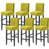 WWQQKJ Coprisedie per Bar, Jacquard Fodere Sedie con Schienale Elasticizzato Coprisedie con Schienale Basso con Lavabile in Lavatrice per Soggiorno(Giallo Verde,6ps)
