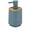Inbagno Dispenser Sapone Turchese Cobalto 400 ml, ABS e bambù Naturale, Linea Wave (Dispenser)