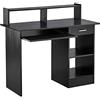 Yaheetech Scrivania per Computer Tavolo Porta PC Tavolo da Studio Scrittotio Portaoggetti a Ripiani Moderno con Cassetto Nero