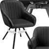 tectake® Poltrona Girevole con Braccioli, Poltrona Velluto, Sedia Imbottita Design Moderno, Ideale per Sala da Pranzo, Cucina, Soggiorno, Arredamento Casa - Nero