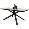 Mar.c.a. Design - Tavolo da Pranzo Allungabile 140x80x77 cm - Allungabile Fino a 200 cm Piano in Legno Nobilitato e Gambe in Acciaio - Nero Effetto Marmo - Made in Italy