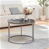 [en.casa] Tavolino Basso da Caffè (AxØ) 50 x 70 cm Tavolino da Salotto con Base Circolare e Piano Rotondo per Soggiorno Studio - Effetto Marmo Nero/Argento