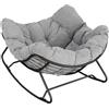 WOLTU Sedia a Dondolo a Forma di Uovo, Poltrona Relax con Gambe Curve, Struttura in Metallo e Cuscino in Ciniglia, Portata 150 kg, per Salotto e Balcone, Grigio Chiaro