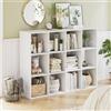 HOCSOK Libreria Scaffale, Libreria a 12 Cubi Aperti, Mobiletto Salvaspazio, Adatto per Studio, Ufficio, Soggiorno, Legno, Bianco, 91x29x120cm