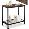 tectake® Tavolino Salotto Versatile 60x30,5x60,5cm, 2 Ripiani di cui 1 con Rete, Mobile Ingresso, Salotto, Soggiorno, Ufficio per Libri, Vinili, Giradischi, Oggetti, Stile Industriale - Legno Scuro