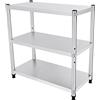 GramStudio Scaffale in acciaio inox, a 3 ripiani, Portaoggetti Cucina, 80 x 80 x 40 cm