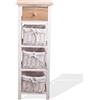 Rebecca Mobili Mobiletto Bagno, cassettiera Country, 1 cassetto 3 ceste, Legno Paulownia Vimini, Bianco Marrone, Camera Bagno - Misure: 85 x 31 x 27 cm (HxLxP) - Art. RE4359
