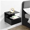[en.casa] Comodino da Parete con Cassetto e Ripiani Portaoggetti Mensola da Muro 40x35x31 cm Mobiletto Sospeso per Camera da Letto Ingresso - Nero