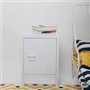 [en.casa] Comodino in Acciaio con Scomparto Chiuso con Anta Tavolino Laterale da Divano Mobiletto Notturno da Letto Tavolino Basso da Ingresso 57 x 40 x 30 cm Bianco