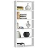Mar.c.a. Design - Libreria con Ripiani in Legno LPH 89x30x218 cm - Libreria da Parete Verticale con 5 Vani - Mobile Made in Italy Bianco Frassinato