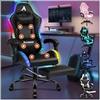 ALFORDSON Sedia Gaming Massaggiante e Luci LED, Sedia Gamer Ergonomica per Scrivania, Poltrona Regolabile in Altezza con Supporto Lombare Poggiatesta, Schienale Regolabile 90-150°, Similpelle(Nera)