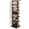 GIANTEX Scarpiera da Ingresso, Portascarpe a 7 Ripiani, Scaffale per 7/14 Scarpe, in Legno, Stretto e Compatto per Salvaspazio, 2 Size di 27,5x26,5x110 cm e 45x25x110 cm (Marrone, M)