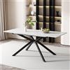 ZKLOEP Tavolo da pranzo espandibile automaticamente, tavolo rettangolare, tavolo da caffè per il tempo libero, 150/180 x 70 x 76 cm, design sacro, struttura in marmo, bianco e nero