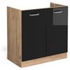 Vicco Mobile lavello cucina R-Line, Nero lucido, 80 cm