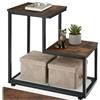 tectake® Tavolino Salotto Versatile 60,5x35,5x60,5cm, Tavolino da Salotto o Comodino 3 Ripiani, Ideale Soggiorno, Ingresso, Divano, Camera da Letto, Casa e Ufficio, Stile Industriale - Legno Scuro