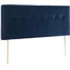 marcKonfort Testiera Rivestita Napoles 140x100 Blu Scuro, Velluto, Gambe di Legno, Kit Montaggio Incluso