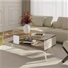 [en.casa] Tavolino Basso da Divano (AxLxP) 40 x 90 x 45 cm Tavolino da Salotto con Scomparto Semiaperto e 4 Piedini - Effetto Noce/Bianco