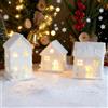 Akxlax 3 Pezzi Casette Natalizie Luminose con Timer, Villaggio Natalizio Legno Luminoso, Casetta Legno Villaggi Natalizi, Casette Natale Villages, Decorazioni Natalizie Luminose Regali Bianco