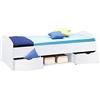 AVANTI TRENDSTORE - Nemu - Fusto letto per camera da ragazzi o bambini, 1 vano aperto e 2 cassetti di colore bianco, disponibile in 2 diversi colori, dimensioni: LAP 96x66x204 cm (Bianco)