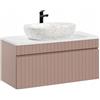 Muebles Slavic Mobile da bagno sospeso con cassetto lavabo da appoggio rosa 100 cm - mobile bagno