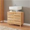[en.casa] Mobile Sottolavabo da Terra con 2 Ante e Ritaglio Sifone Armadietto Sotto Lavandino da Bagno con Scomparti Chiusi e Ripiano 60 x 66 x 30 cm - Bambù Naturale