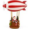 cecaro group Mongolfiera Natalizia con Babbo Natale - Decorazione di Natale a Batterie con Luce ed Elica Rotante - Addobbo Luminosa 15 cm per Casa, Tavolo e Regalo