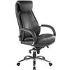 Kijng Poltrona direzionale trono - nero in vera pelle con ruote per pavimenti duri, ergonomica, da ufficio, da scrivania girevole