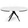 Mar.c.a. Design - Tavolo Rotondo Allungabile 120/170x75,5 cm - Piano Bianco Frassinato e Gambe in Metallo Nere - Made in Italy
