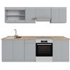 Vicco Mobile da cucina R-Line, Grigio, 240 cm, PL Rovere, con moduli posizionabili variabilmente e piedini regolabili in altezza