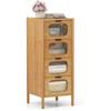 COSTWAY Cassettiera a 4 Cassetti in Bambù e Vetro, Cassettiera Alta per Camera da Letto, Credenza Salvaspazio per Soggiorno, Ingresso e Corridoio, 40 x 40 x 97 cm, Naturale